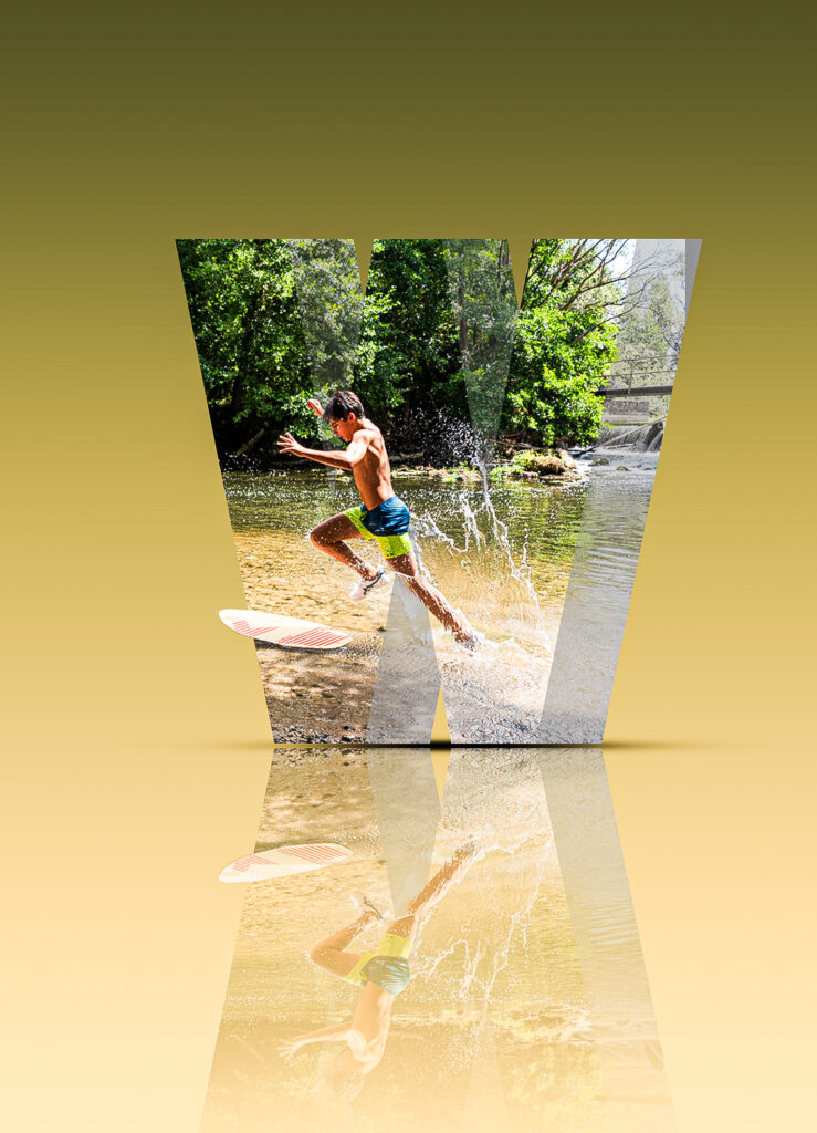création lettre 3D - rivière- enfant- surf - couleur automne