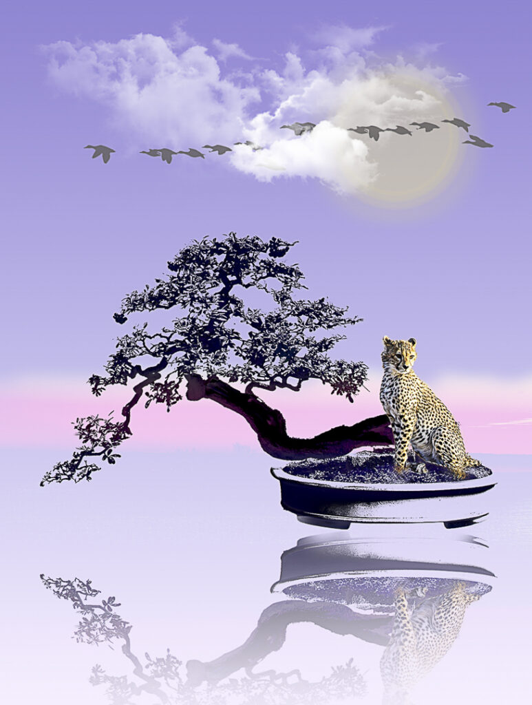 Photomontage d’une tasse avec effet visuel original et décor stylisé
